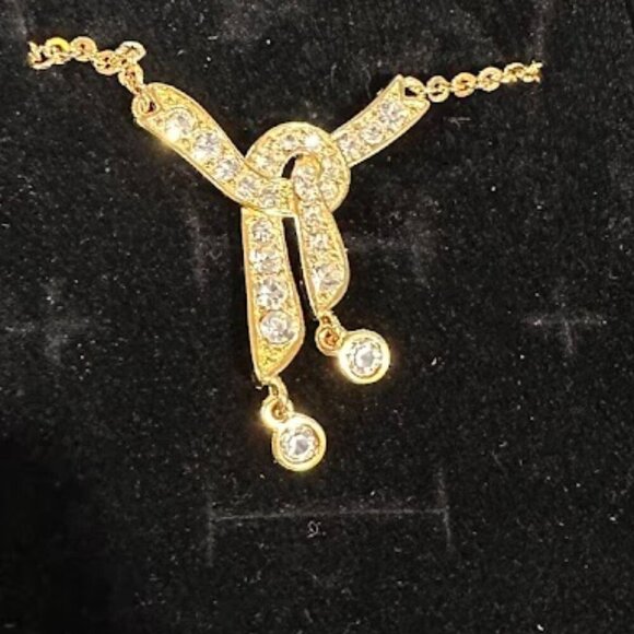 VINTAGE MONET Gold Plated Necklace with Crystals in gift box VINTAGE MONET - Picture 15 of 15